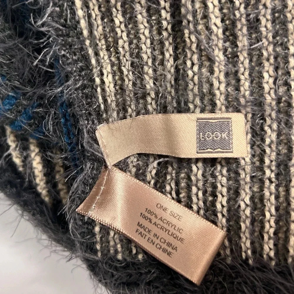 Look, earth tone striped soft eyelash, infinity acrylic scarf 15”‎ wide 28”L